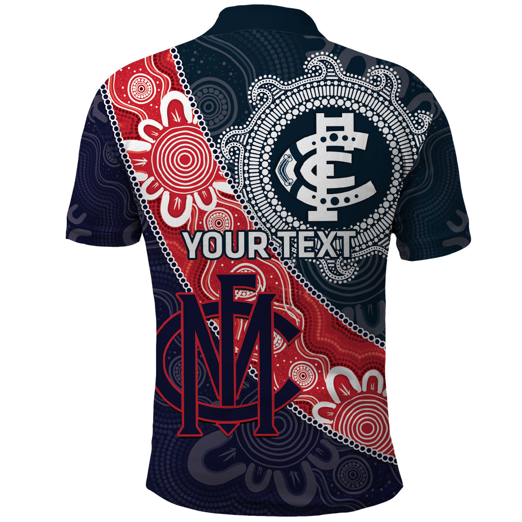 Personalised Demons And Blues Football Polo Shirt Aboriginal Art - Vibe Hoodie Shop