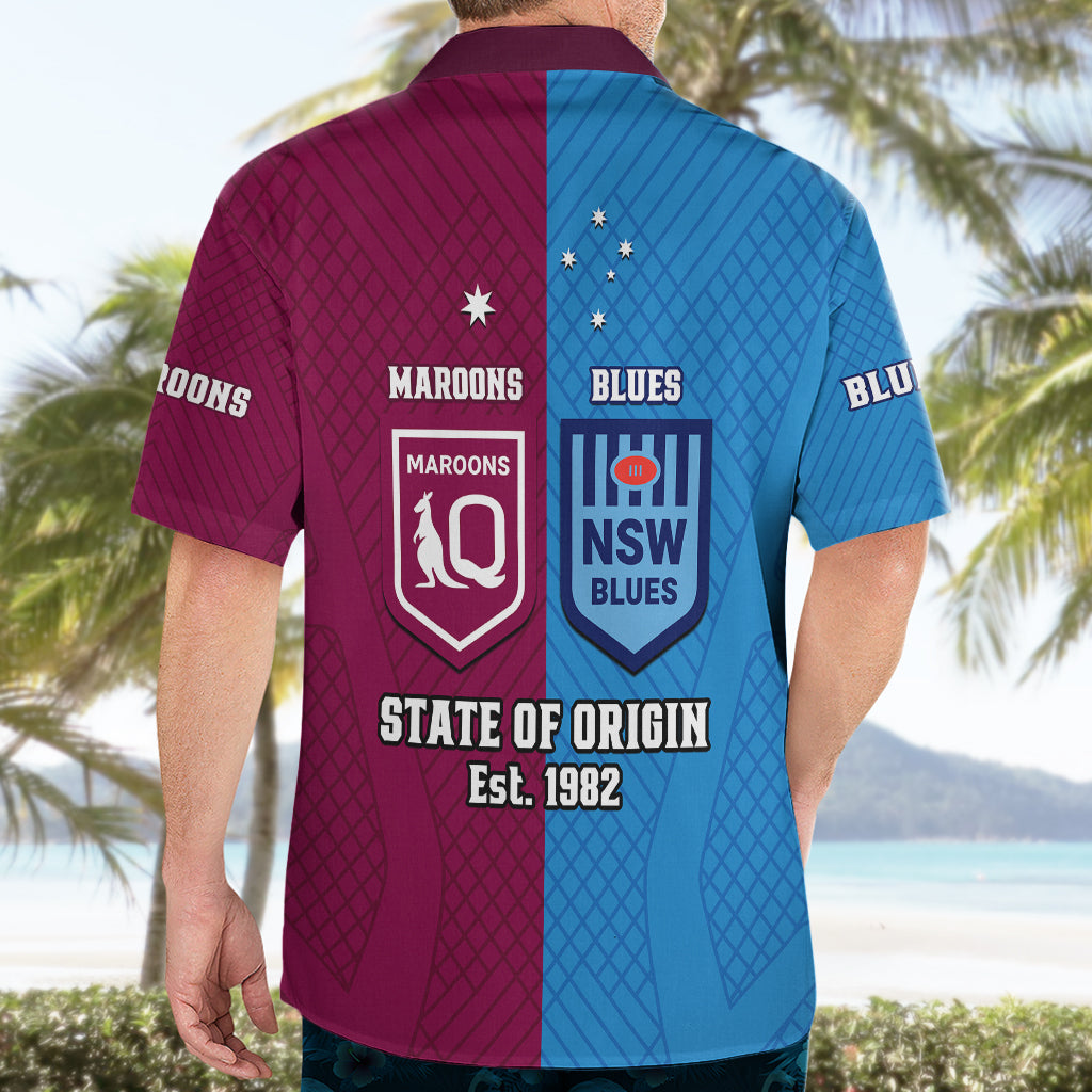 QLD Maroons And NSW Blues Rugby Hawaiian Shirt Sporty Version 2023 - Vibe Hoodie Shop