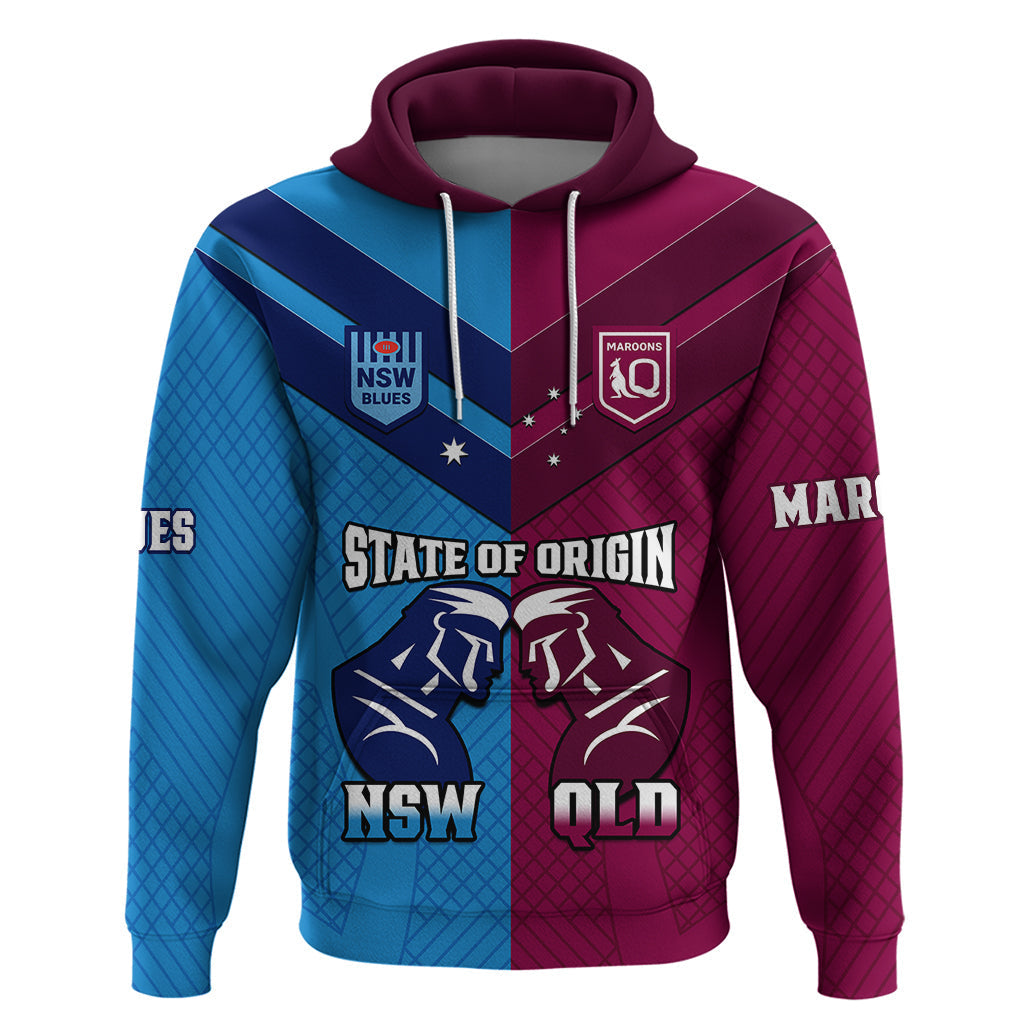 QLD Maroons And NSW Blues Rugby Hoodie Sporty Version 2023 - Vibe Hoodie Shop