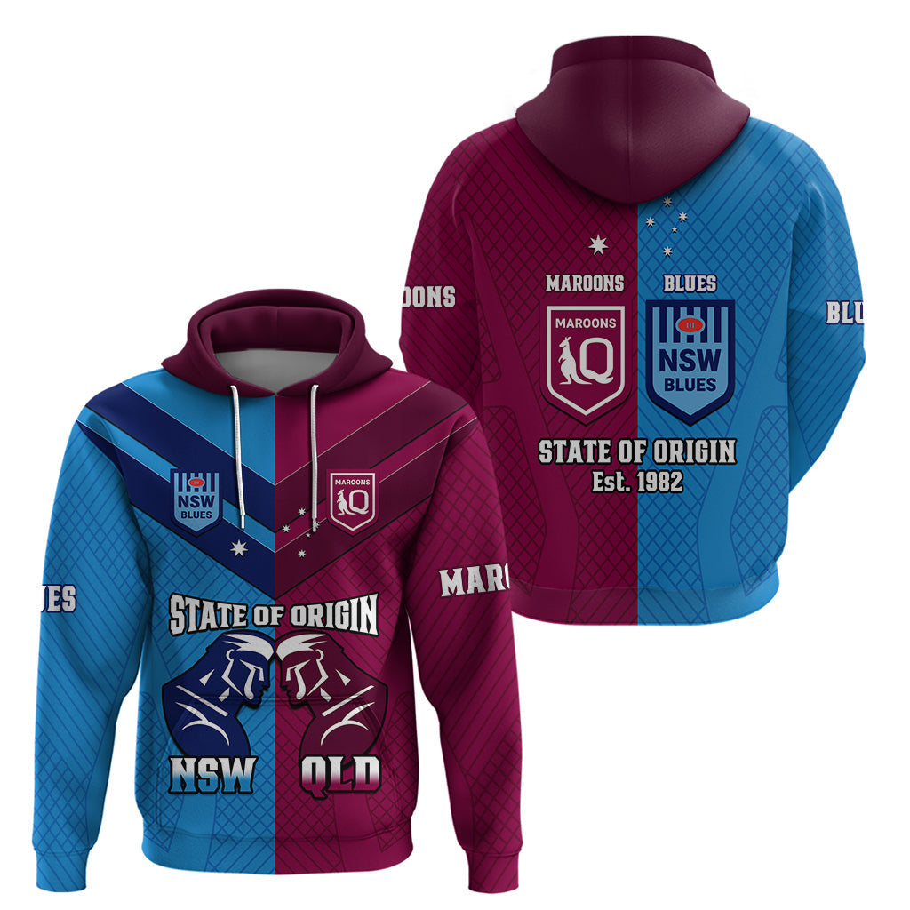 QLD Maroons And NSW Blues Rugby Hoodie Sporty Version 2023 - Vibe Hoodie Shop