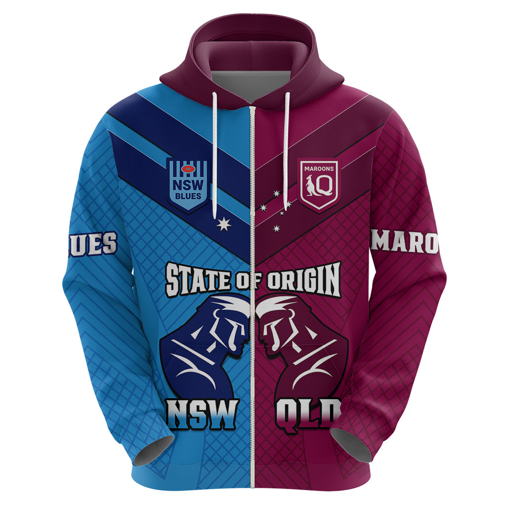 QLD Maroons And NSW Blues Rugby Hoodie Sporty Version 2023 - Vibe Hoodie Shop