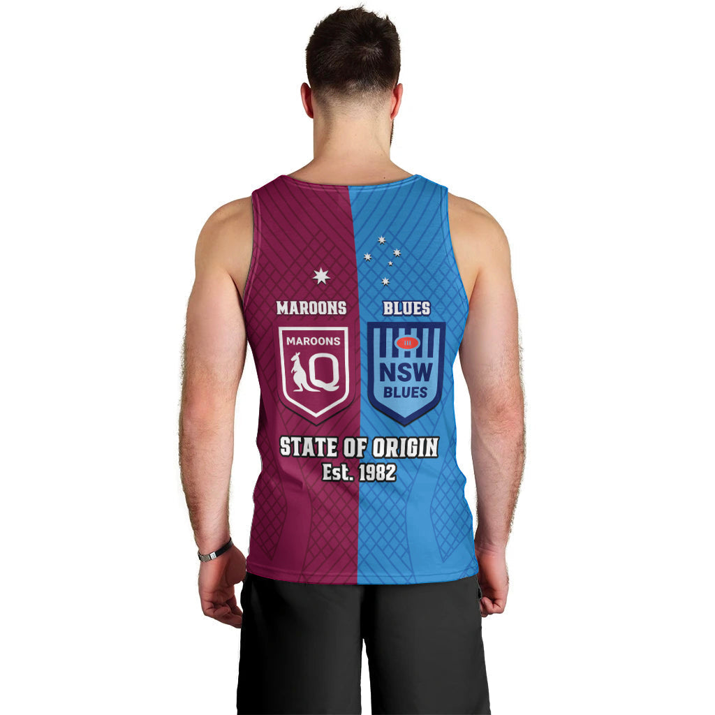 QLD Maroons And NSW Blues Rugby Men Tank Top Sporty Version 2023 - Vibe Hoodie Shop