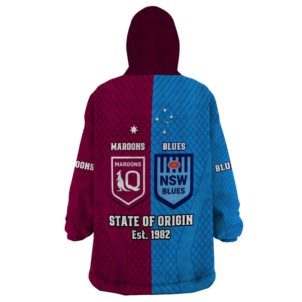 QLD Maroons And NSW Blues Rugby Wearable Blanket Hoodie Sporty Version 2023 - Vibe Hoodie Shop