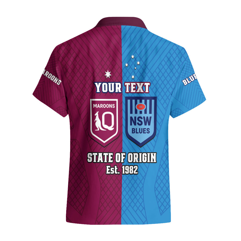 Personalised QLD Maroons And NSW Blues Rugby Hawaiian Shirt Sporty Version 2023 - Vibe Hoodie Shop