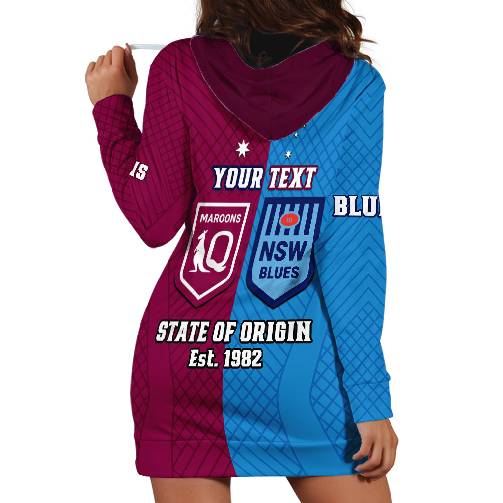 Personalised QLD Maroons And NSW Blues Rugby Hoodie Dress Sporty Version 2023 - Vibe Hoodie Shop
