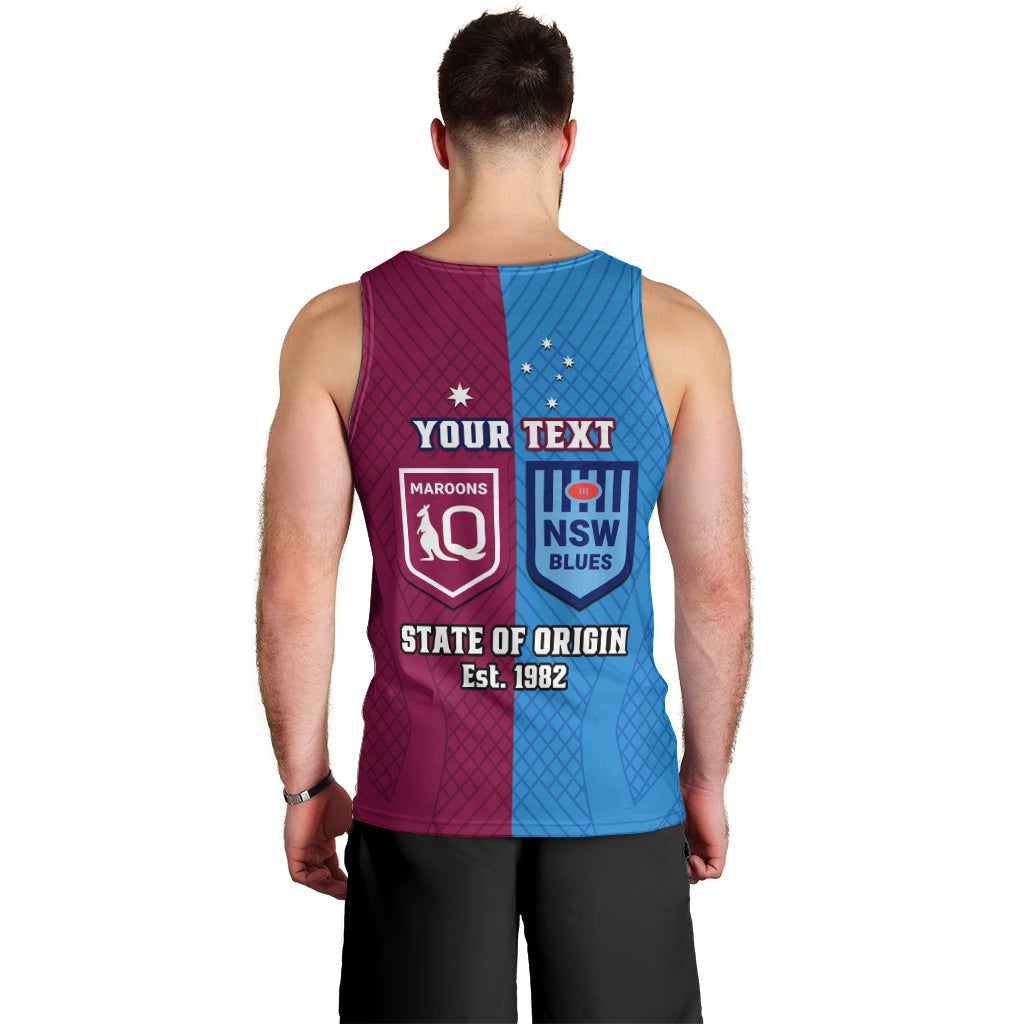 Personalised QLD Maroons And NSW Blues Rugby Men Tank Top Sporty Version 2023 - Vibe Hoodie Shop