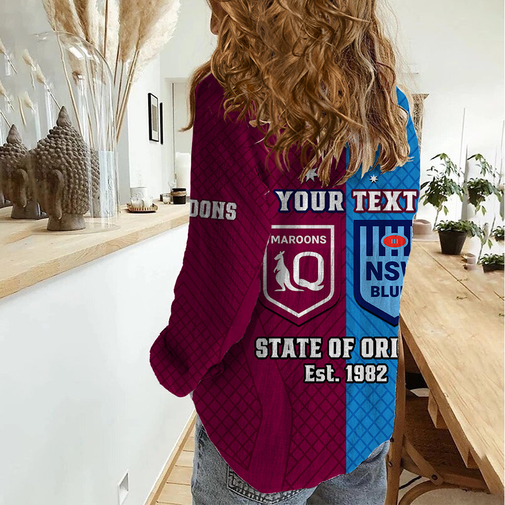 Personalised QLD Maroons And NSW Blues Rugby Women Casual Shirt Sporty Version 2023 - Vibe Hoodie Shop