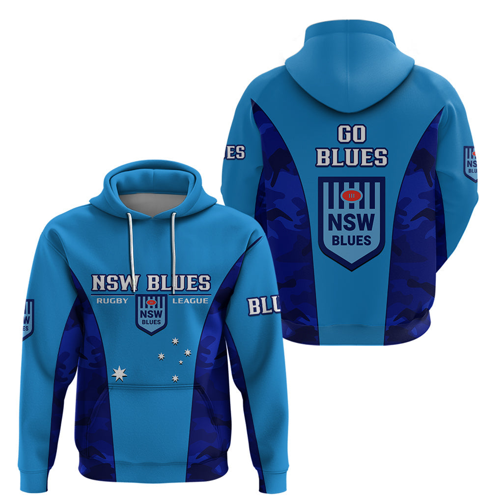 NSW Rugby Hoodie Go Blues Camouflage Sporty Style - Vibe Hoodie Shop