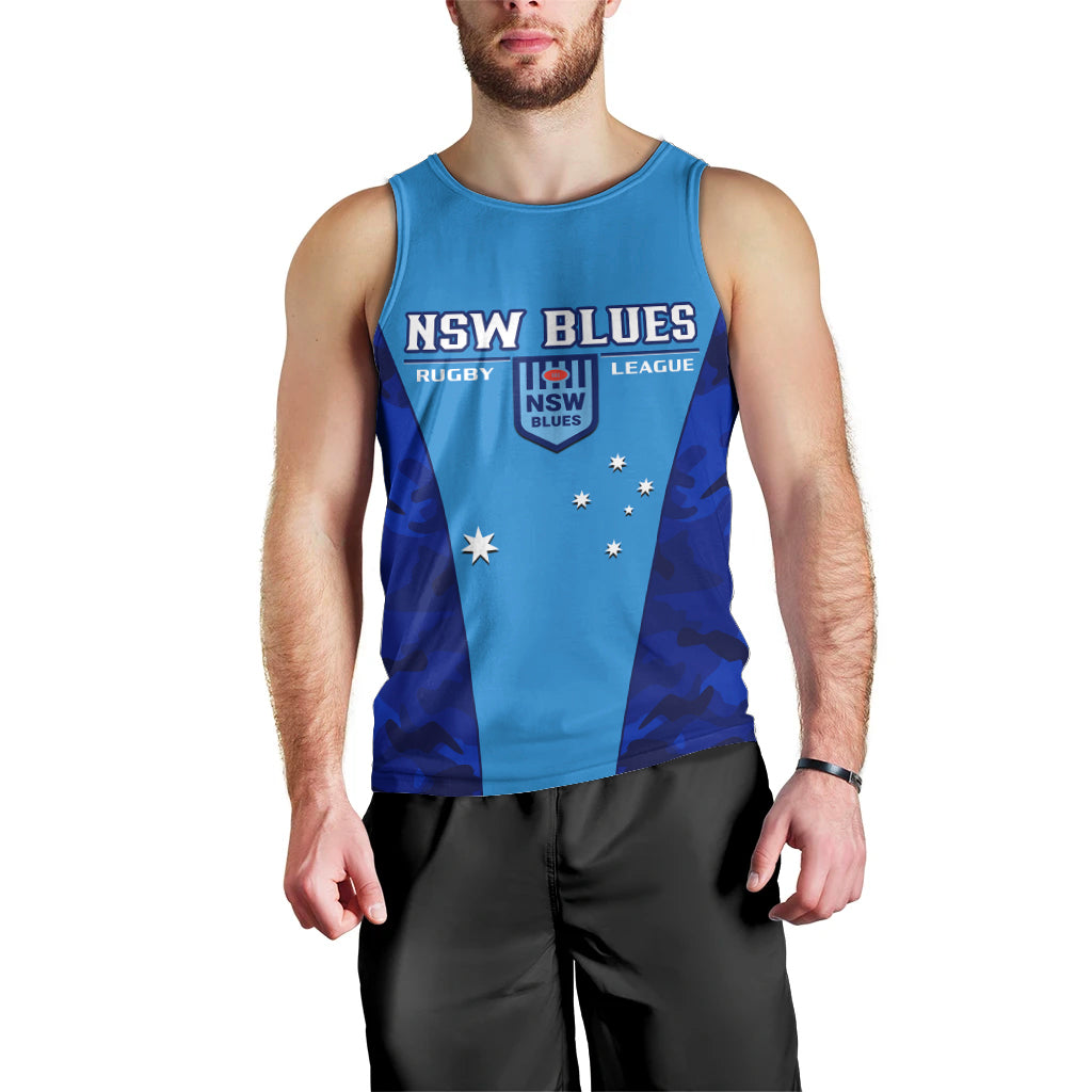 NSW Rugby Men Tank Top Go Blues Camouflage Sporty Style - Vibe Hoodie Shop