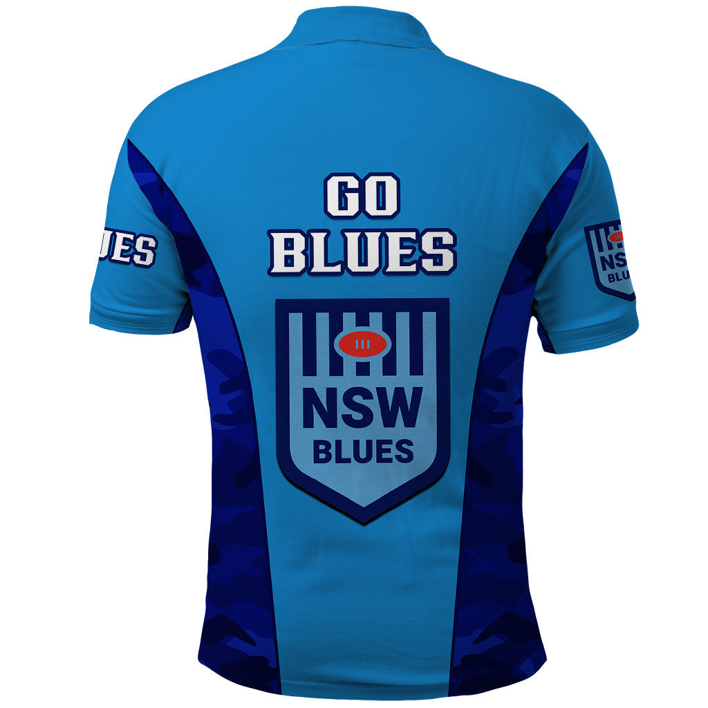 NSW Rugby Polo Shirt Go Blues Camouflage Sporty Style - Vibe Hoodie Shop