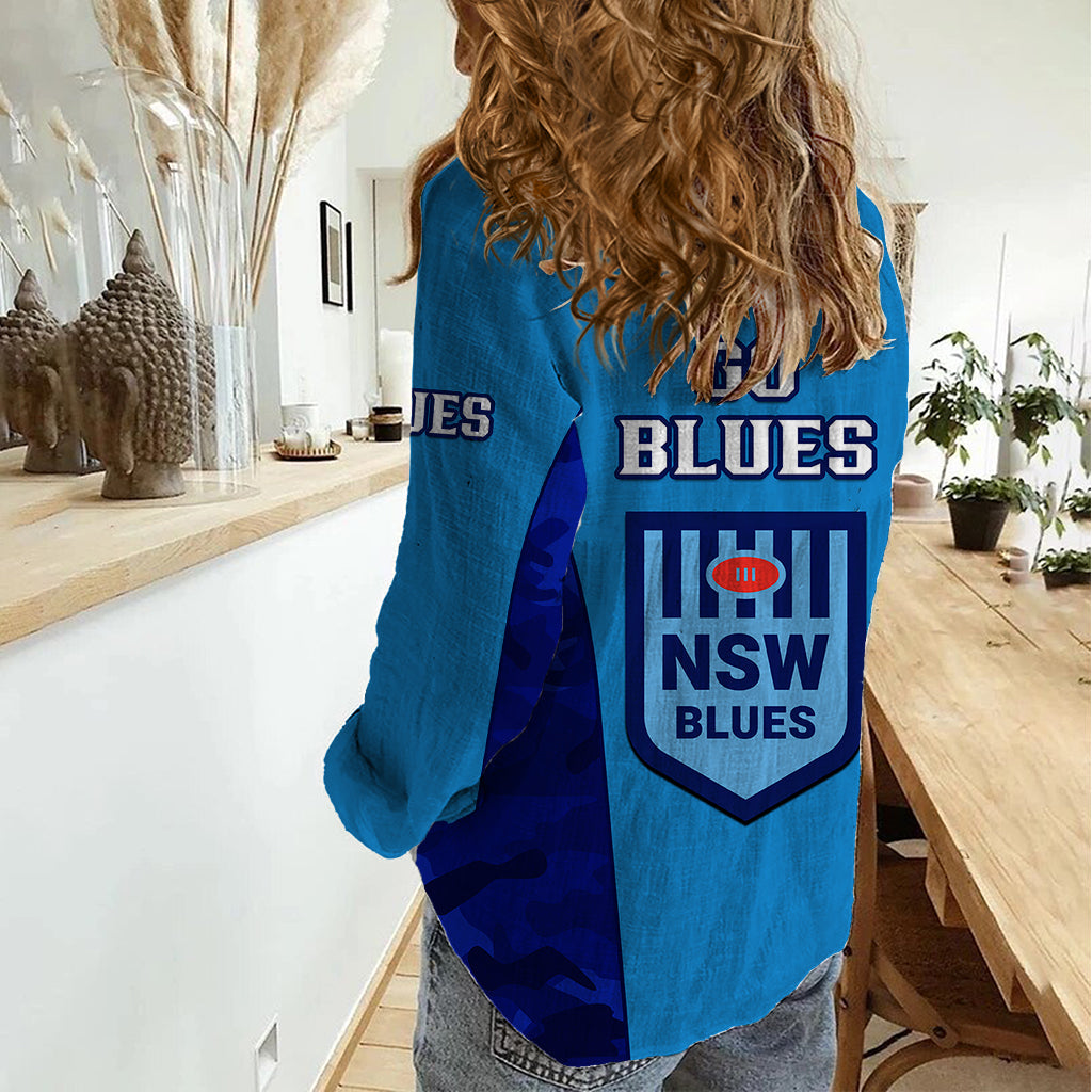 NSW Rugby Women Casual Shirt Go Blues Camouflage Sporty Style - Vibe Hoodie Shop