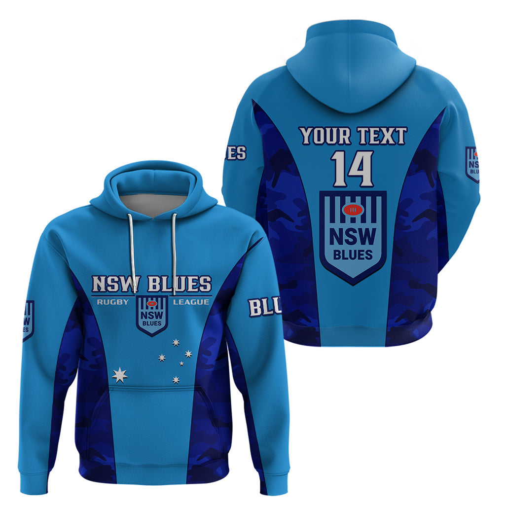Personalised NSW Rugby Hoodie Go Blues Camouflage Sporty Style - Vibe Hoodie Shop