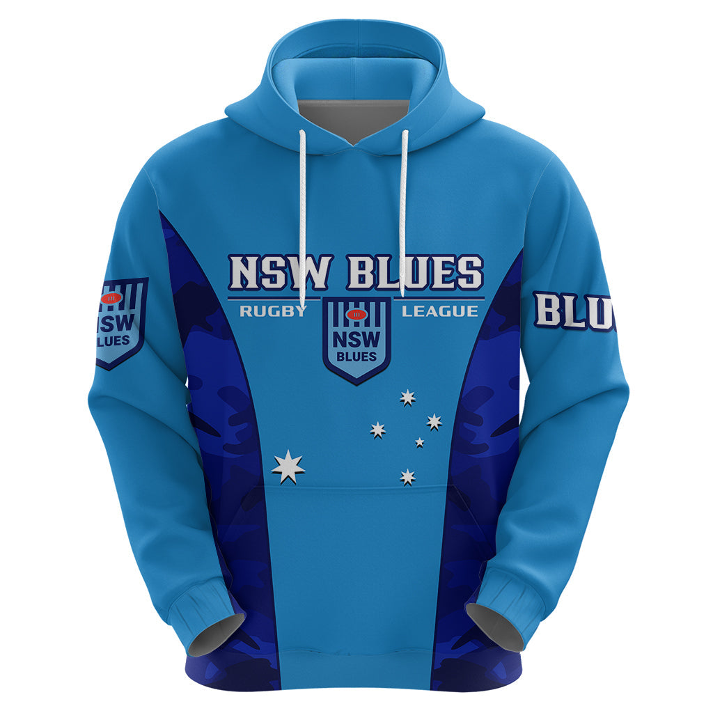 Personalised NSW Rugby Hoodie Go Blues Camouflage Sporty Style - Vibe Hoodie Shop