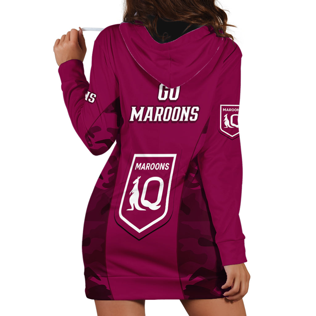 QLD Rugby Hoodie Dress Go Maroons Camouflage Sporty Style - Vibe Hoodie Shop