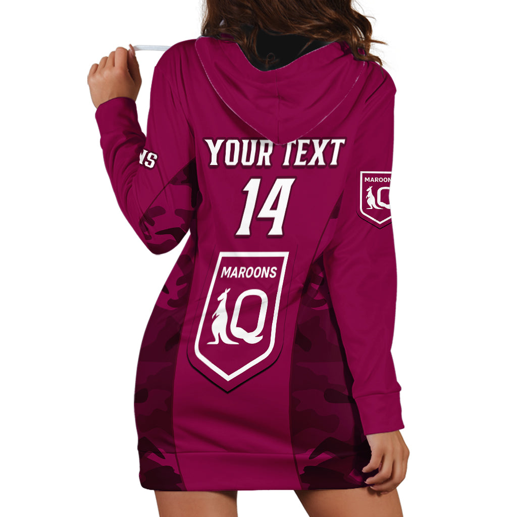 Personalised QLD Rugby Hoodie Dress Go Maroons Camouflage Sporty Style - Vibe Hoodie Shop