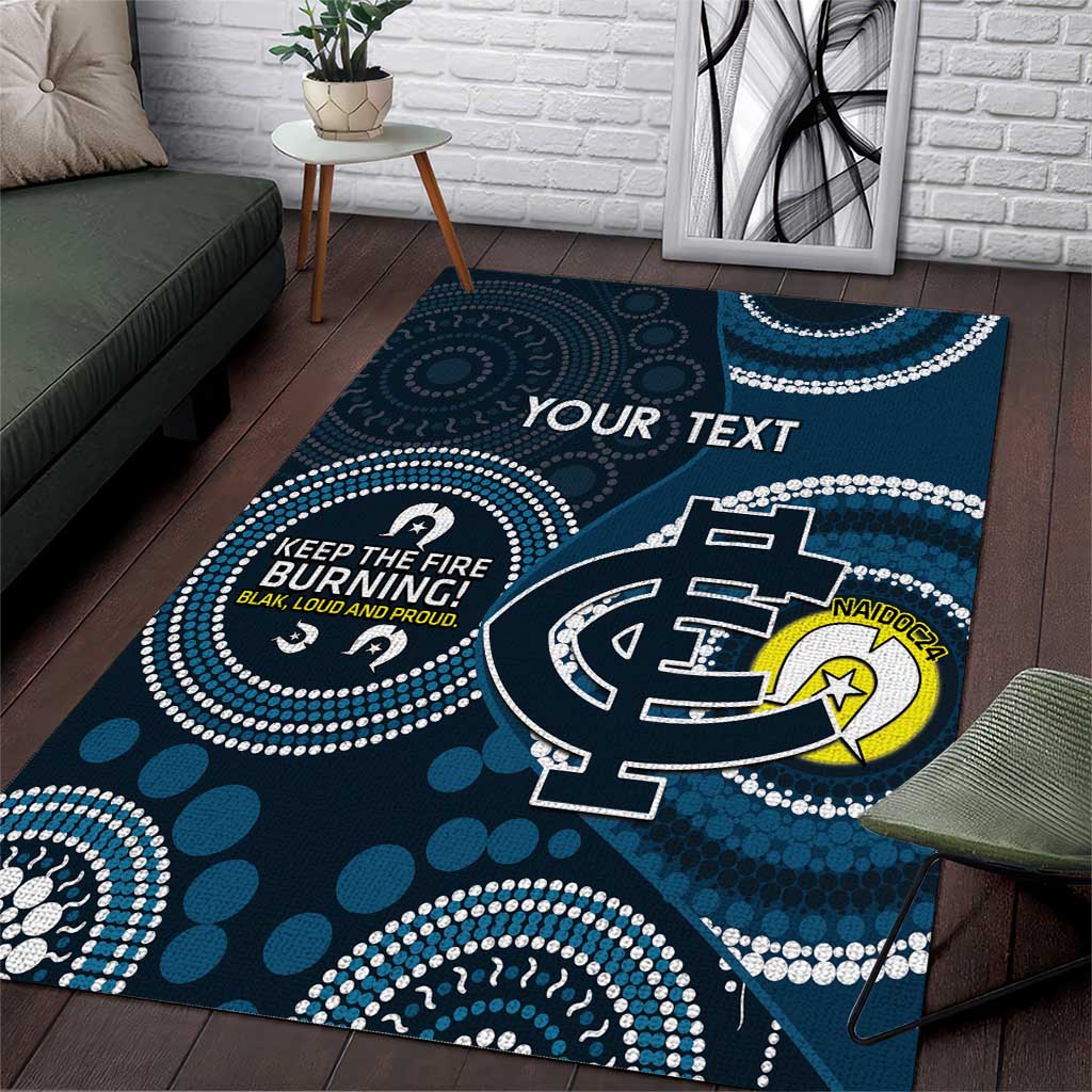 Custom AFL Carlton NAIDOC Week Area Rug Keep The Fire Burning Indigenous Art - Vibe Hoodie Shop