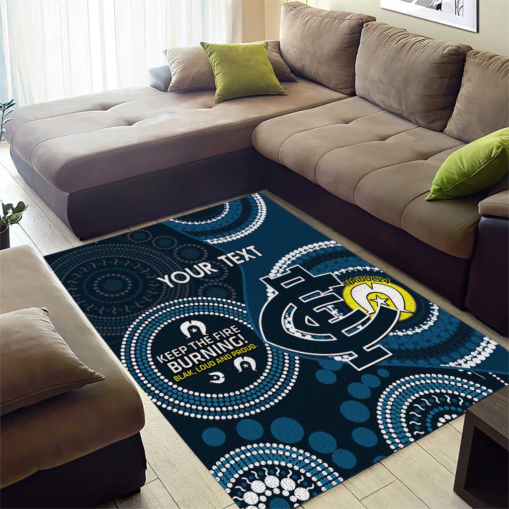 Custom AFL Carlton NAIDOC Week Area Rug Keep The Fire Burning Indigenous Art - Vibe Hoodie Shop