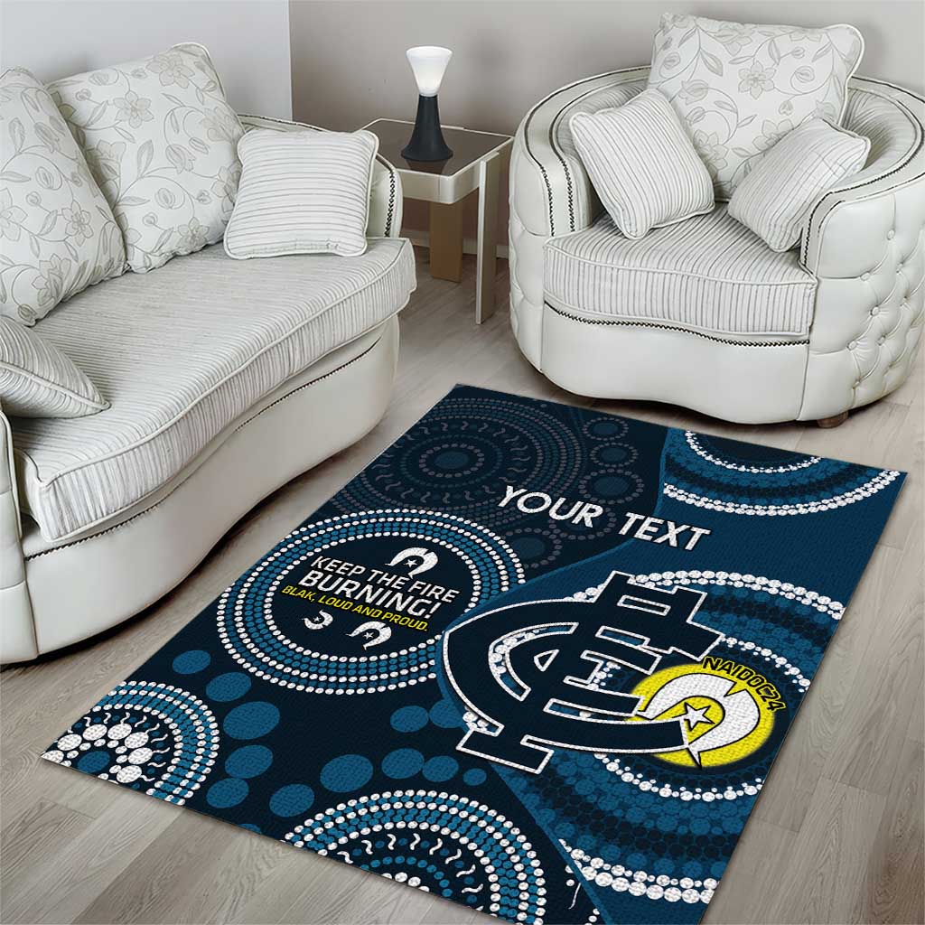 Custom AFL Carlton NAIDOC Week Area Rug Keep The Fire Burning Indigenous Art - Vibe Hoodie Shop