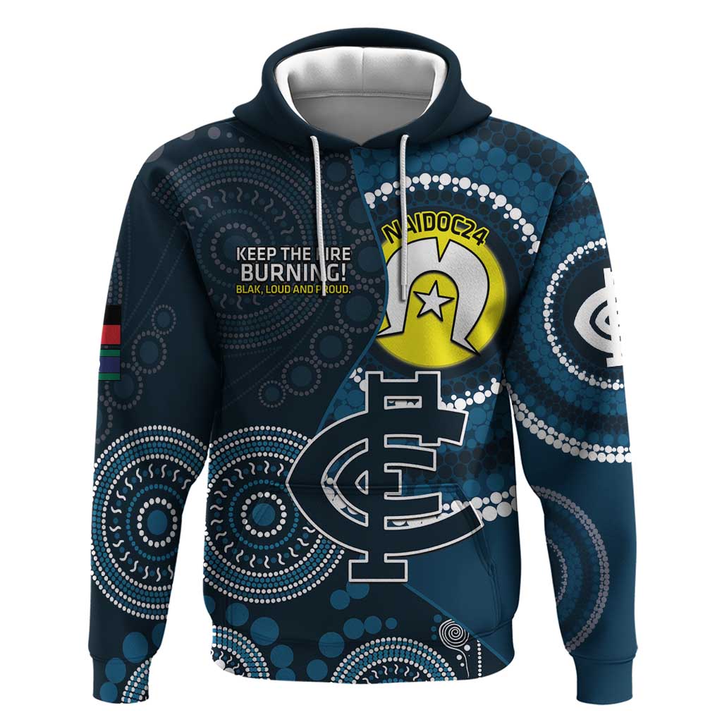 Custom AFL Carlton NAIDOC Week Hoodie Keep The Fire Burning Indigenous Art - Vibe Hoodie Shop