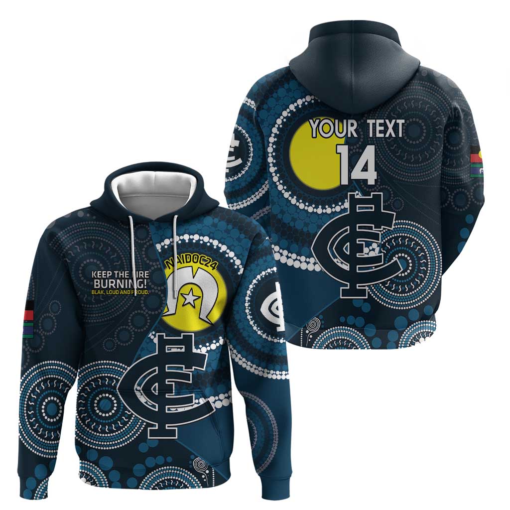 Custom AFL Carlton NAIDOC Week Hoodie Keep The Fire Burning Indigenous Art - Vibe Hoodie Shop