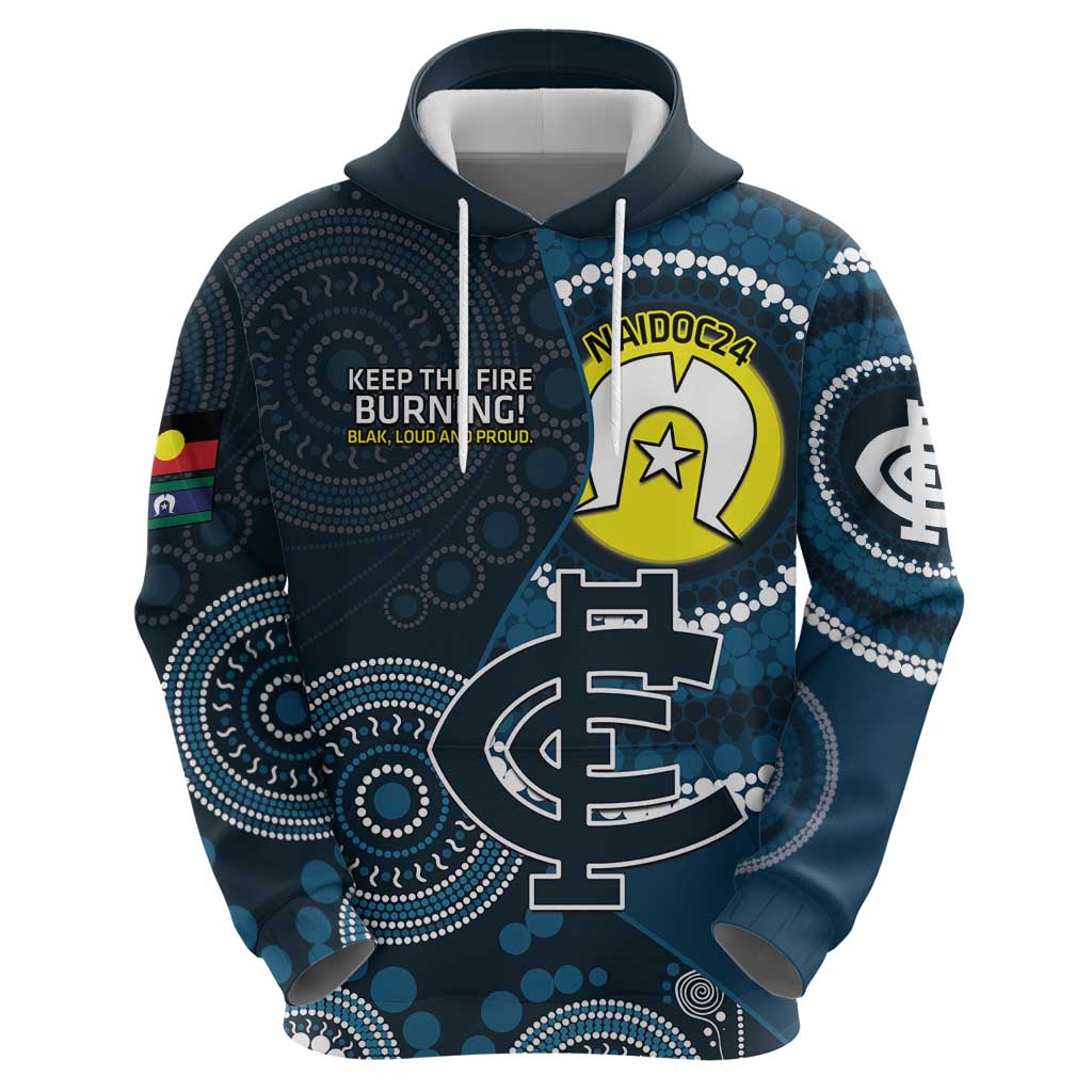 Custom AFL Carlton NAIDOC Week Hoodie Keep The Fire Burning Indigenous Art - Vibe Hoodie Shop
