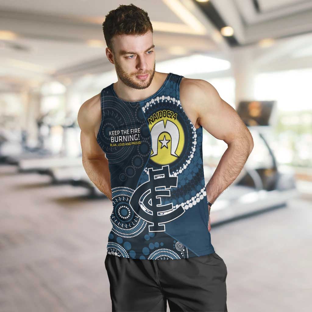 Custom AFL Carlton NAIDOC Week Men Tank Top Keep The Fire Burning Indigenous Art - Vibe Hoodie Shop