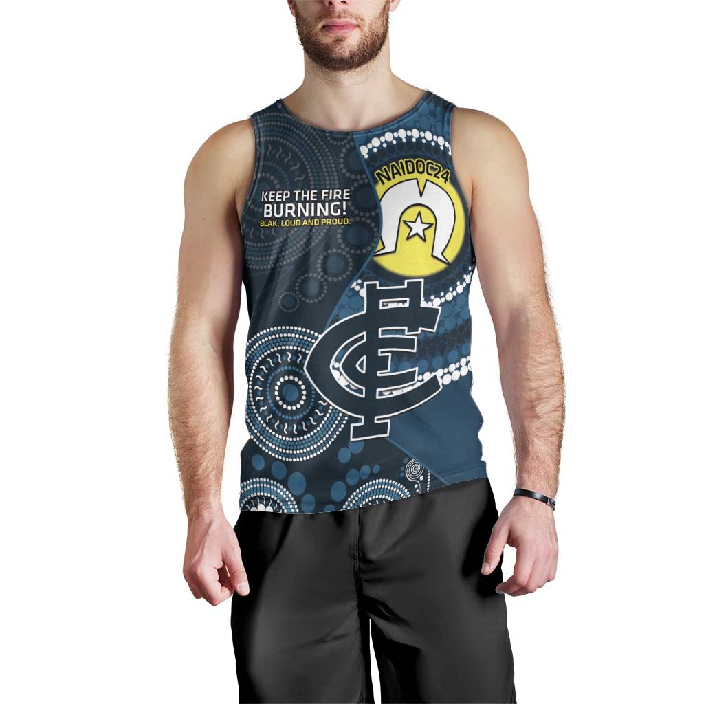 Custom AFL Carlton NAIDOC Week Men Tank Top Keep The Fire Burning Indigenous Art - Vibe Hoodie Shop