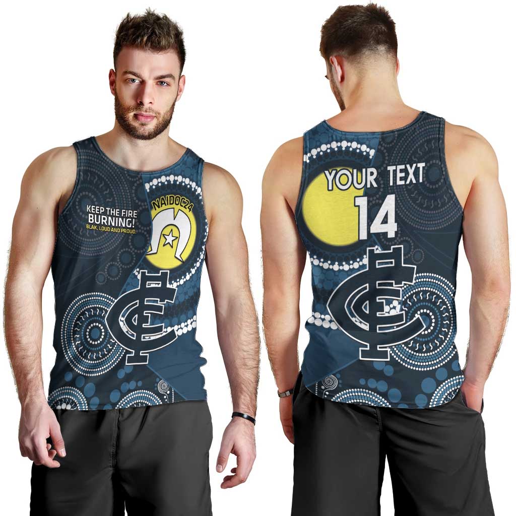 Custom AFL Carlton NAIDOC Week Men Tank Top Keep The Fire Burning Indigenous Art - Vibe Hoodie Shop