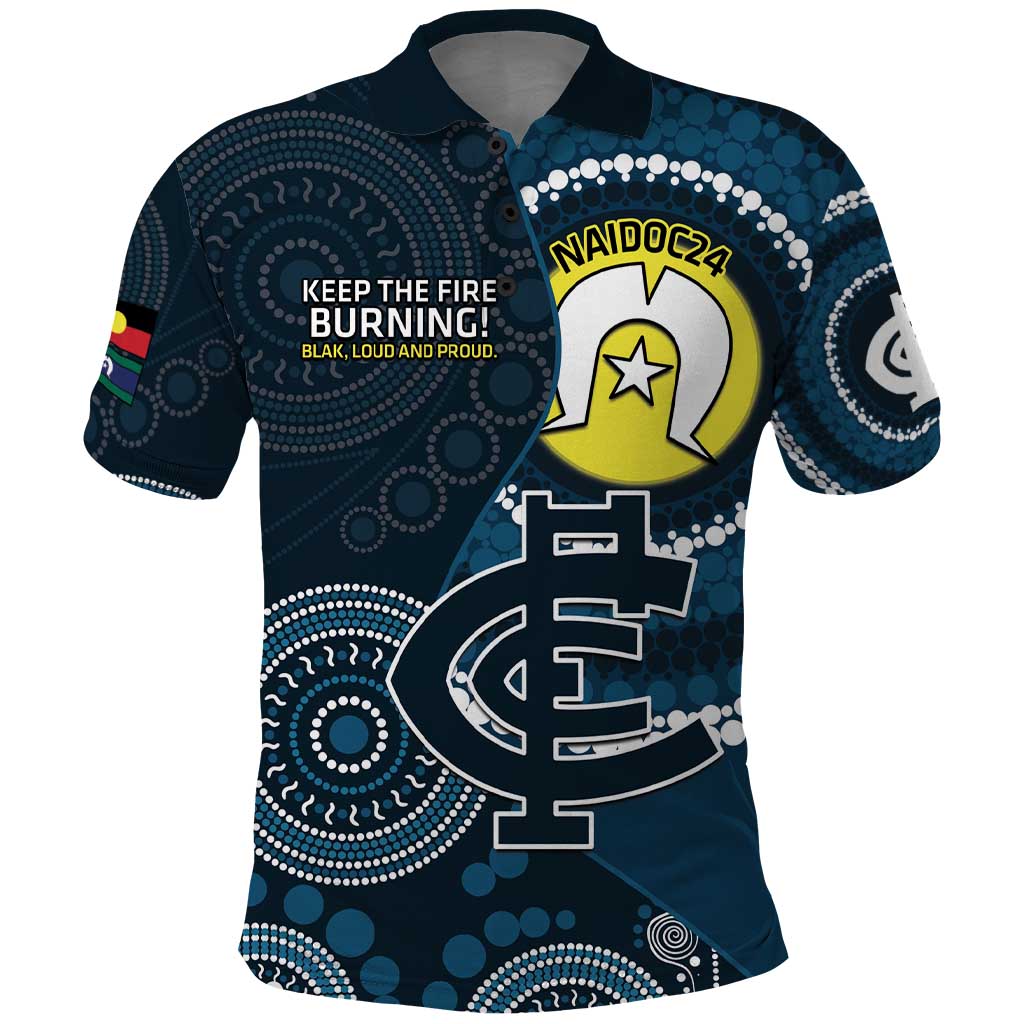 Custom AFL Carlton NAIDOC Week Polo Shirt Keep The Fire Burning Indigenous Art - Vibe Hoodie Shop