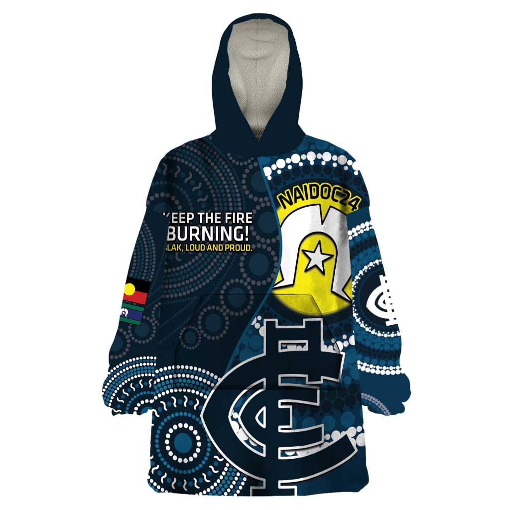 Custom AFL Carlton NAIDOC Week Wearable Blanket Hoodie Keep The Fire Burning Indigenous Art - Vibe Hoodie Shop