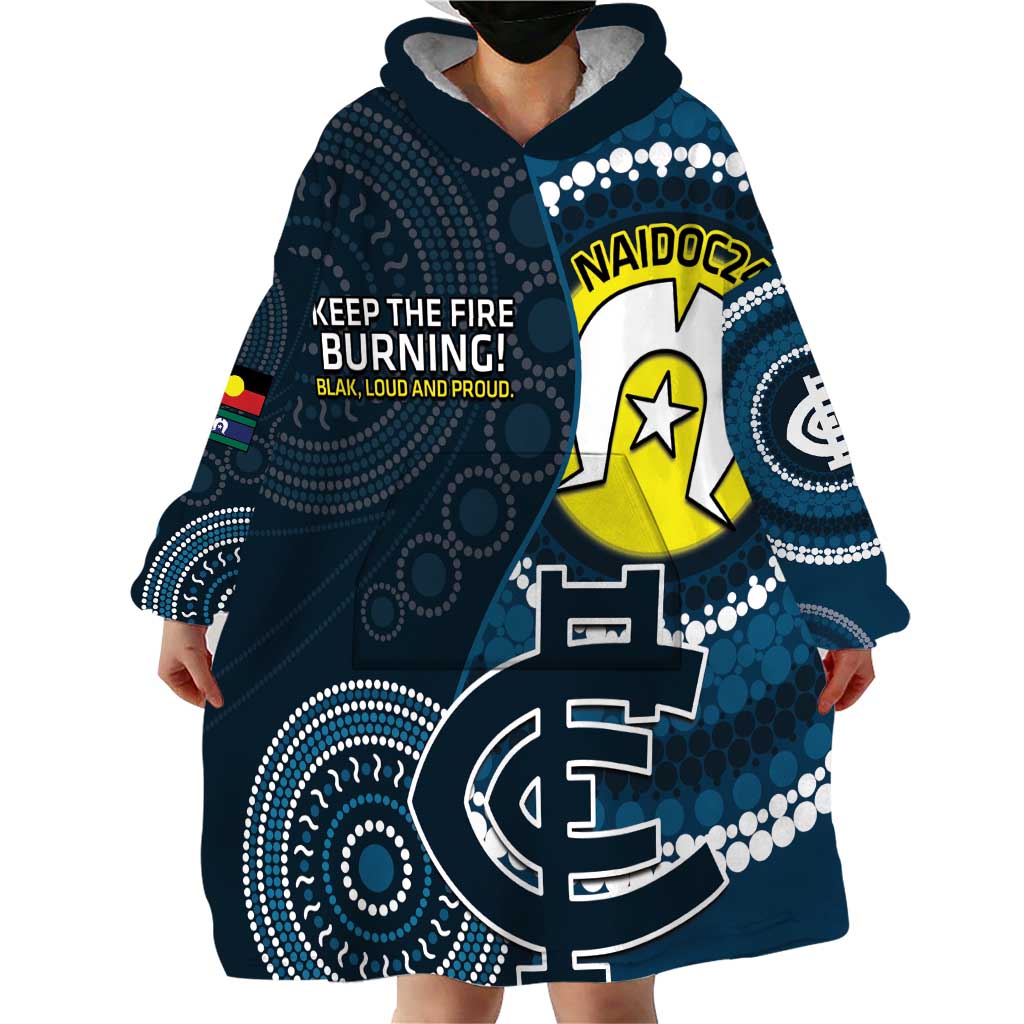 Custom AFL Carlton NAIDOC Week Wearable Blanket Hoodie Keep The Fire Burning Indigenous Art - Vibe Hoodie Shop