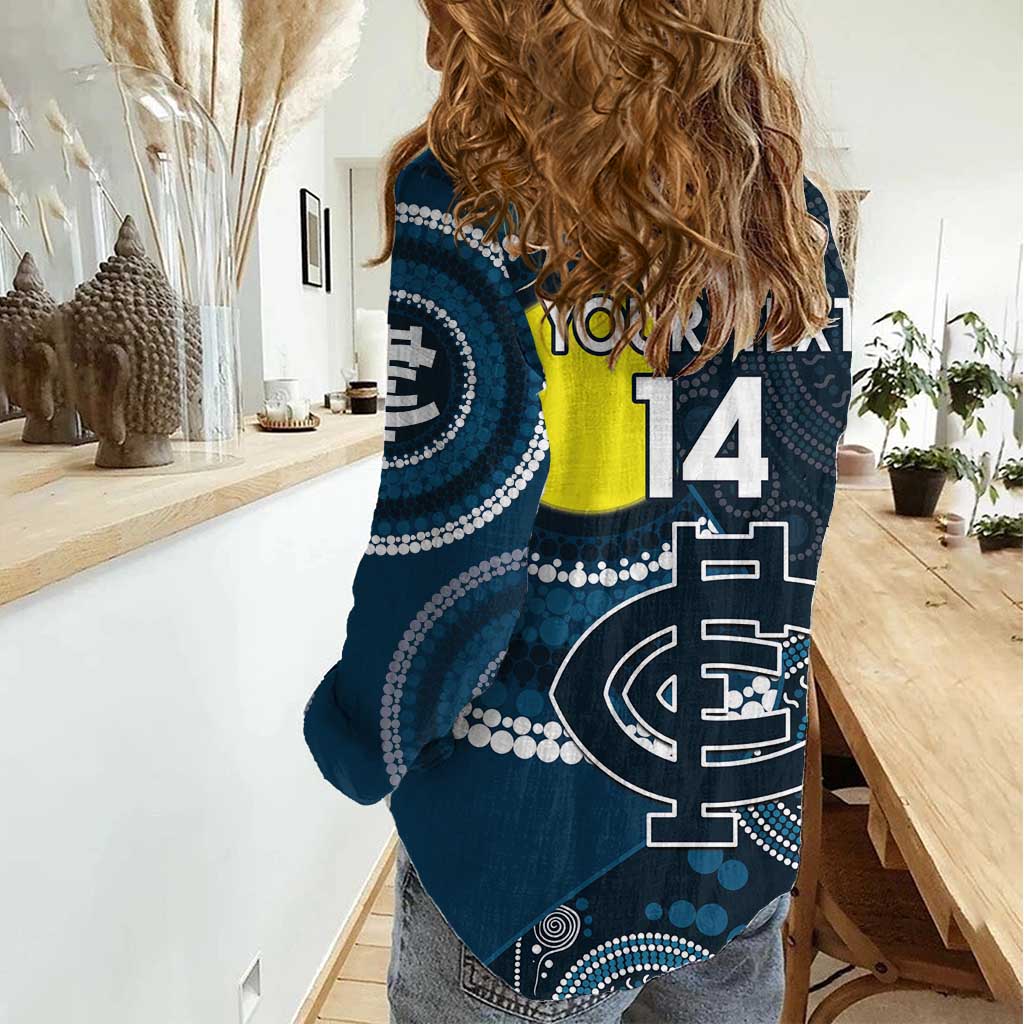 Custom AFL Carlton NAIDOC Week Women Casual Shirt Keep The Fire Burning Indigenous Art - Vibe Hoodie Shop