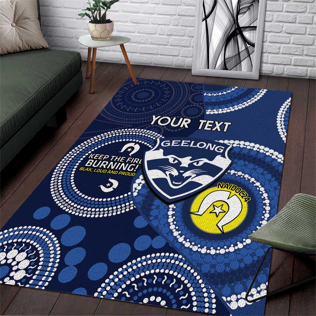 Custom AFL Geelong NAIDOC Week Area Rug Keep The Fire Burning Indigenous Art - Vibe Hoodie Shop