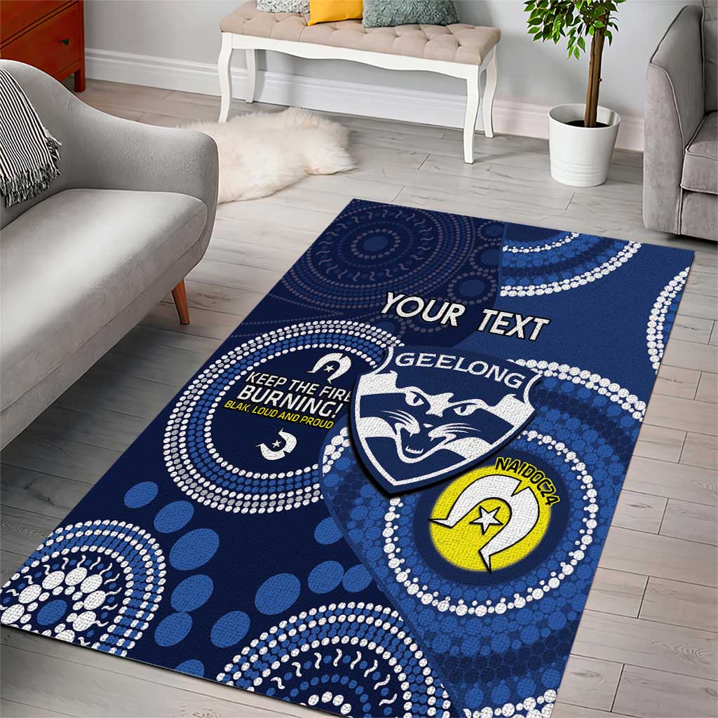 Custom AFL Geelong NAIDOC Week Area Rug Keep The Fire Burning Indigenous Art - Vibe Hoodie Shop