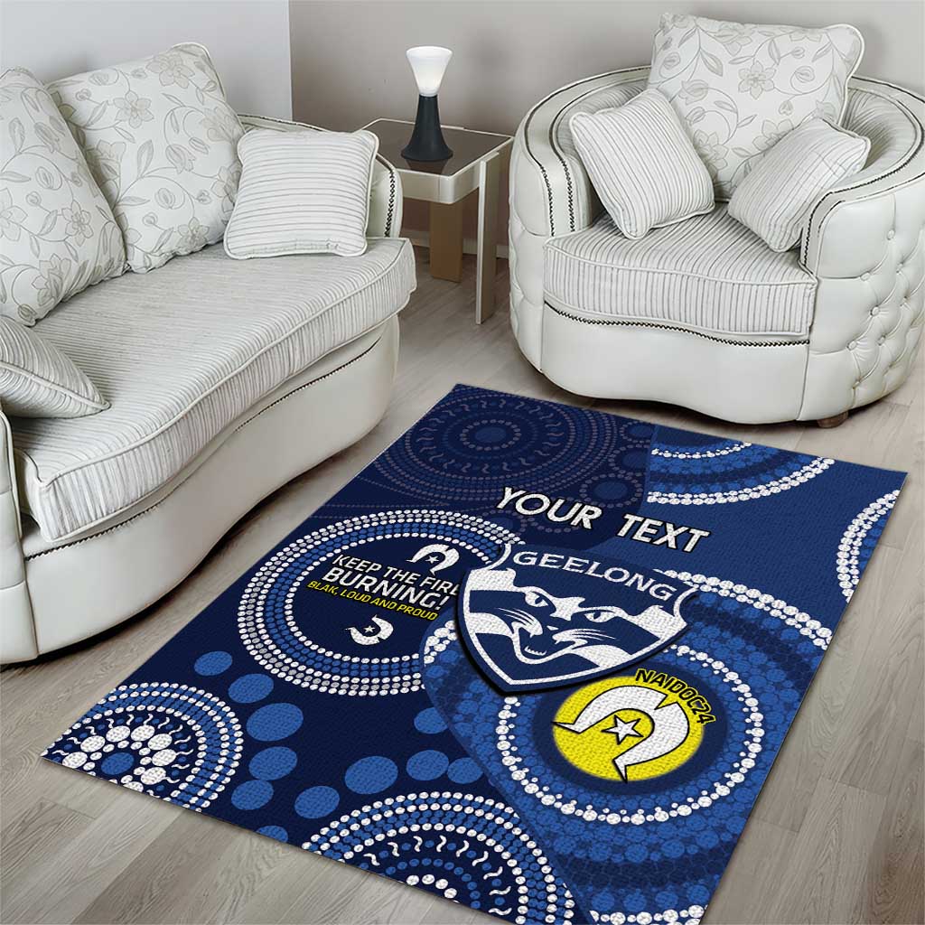 Custom AFL Geelong NAIDOC Week Area Rug Keep The Fire Burning Indigenous Art - Vibe Hoodie Shop