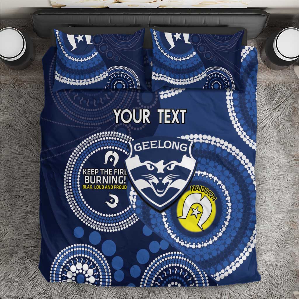Custom AFL Geelong NAIDOC Week Bedding Set Keep The Fire Burning Indigenous Art - Vibe Hoodie Shop