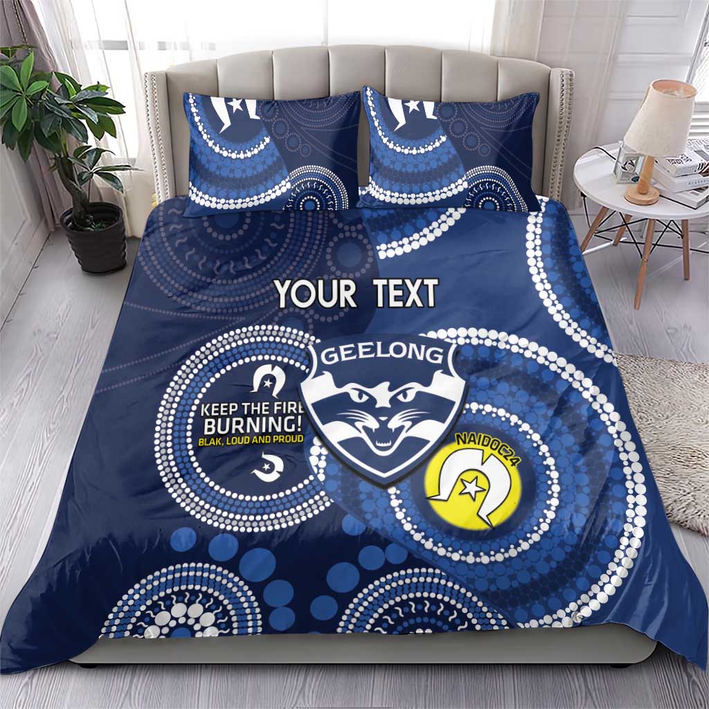 Custom AFL Geelong NAIDOC Week Bedding Set Keep The Fire Burning Indigenous Art - Vibe Hoodie Shop