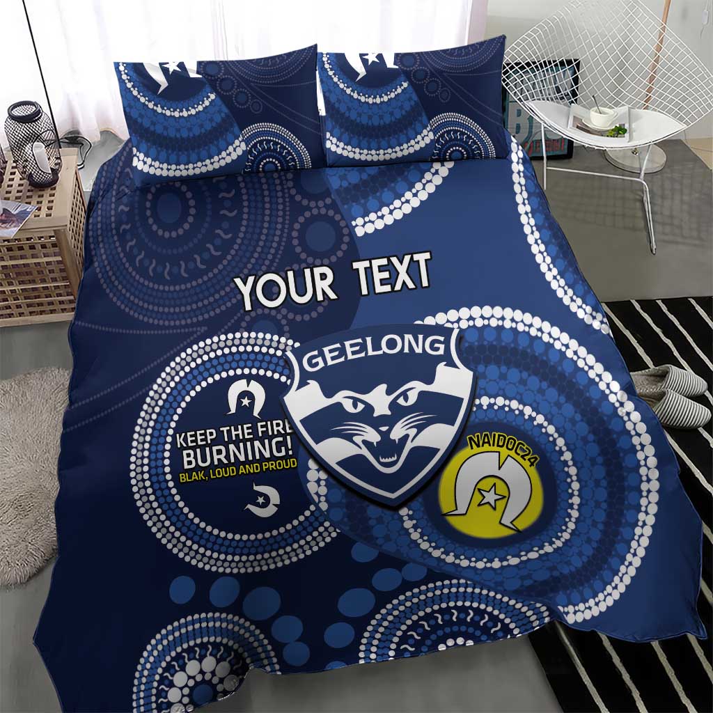 Custom AFL Geelong NAIDOC Week Bedding Set Keep The Fire Burning Indigenous Art - Vibe Hoodie Shop