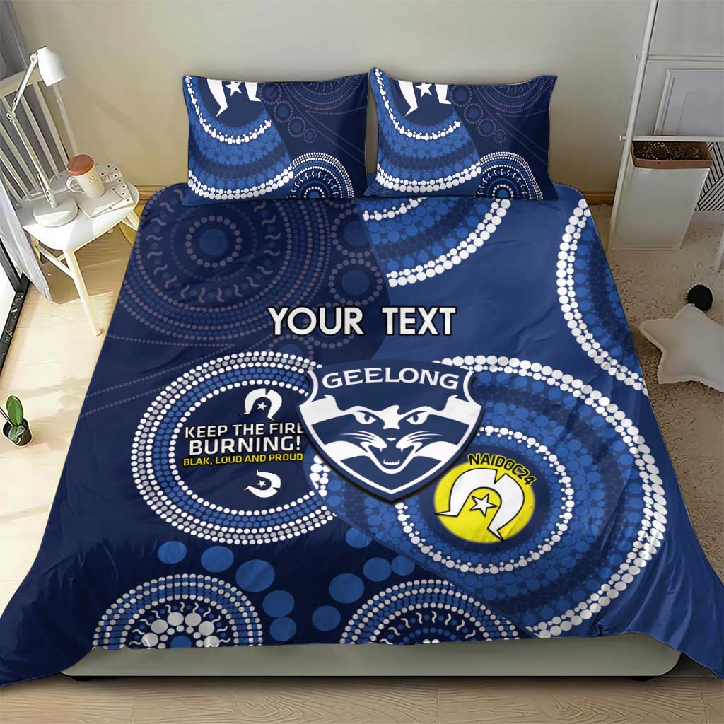 Custom AFL Geelong NAIDOC Week Bedding Set Keep The Fire Burning Indigenous Art - Vibe Hoodie Shop
