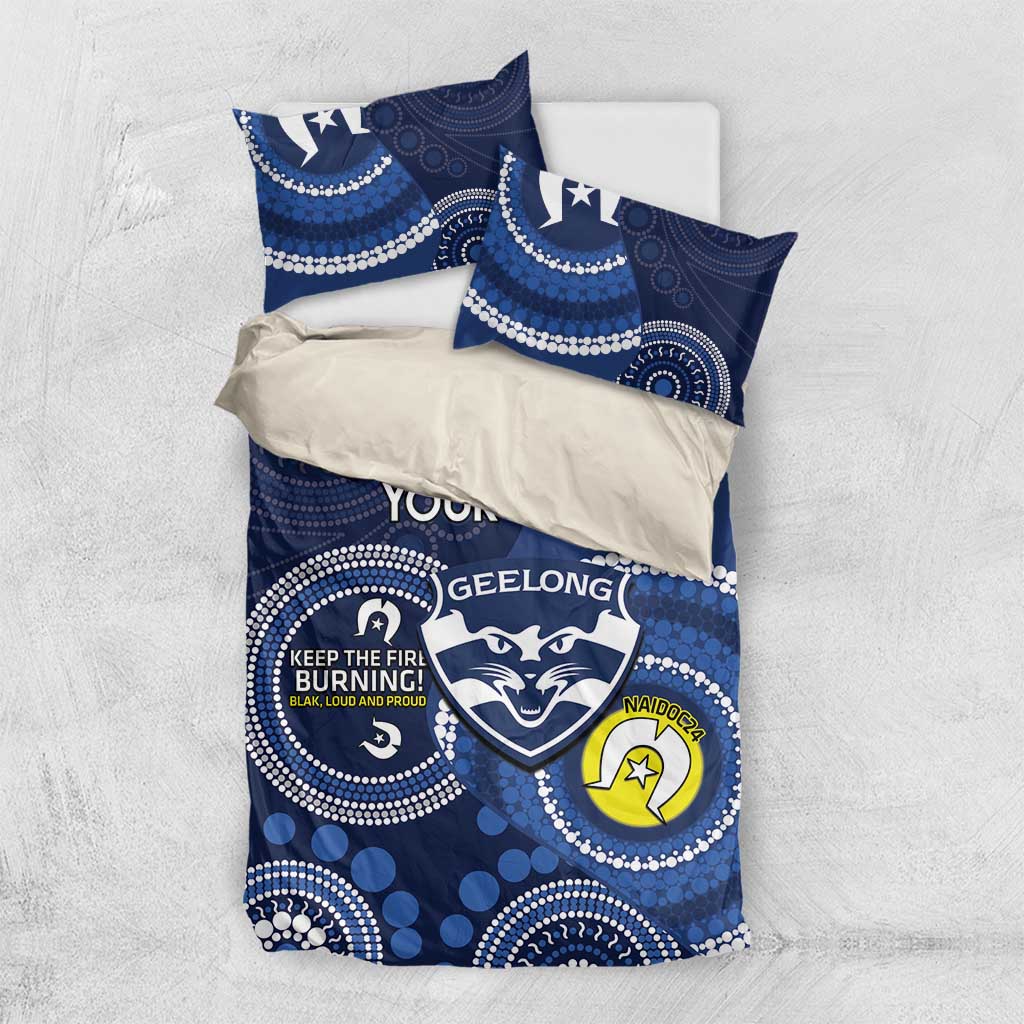 Custom AFL Geelong NAIDOC Week Bedding Set Keep The Fire Burning Indigenous Art - Vibe Hoodie Shop