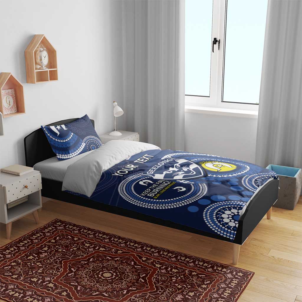 Custom AFL Geelong NAIDOC Week Bedding Set Keep The Fire Burning Indigenous Art - Vibe Hoodie Shop
