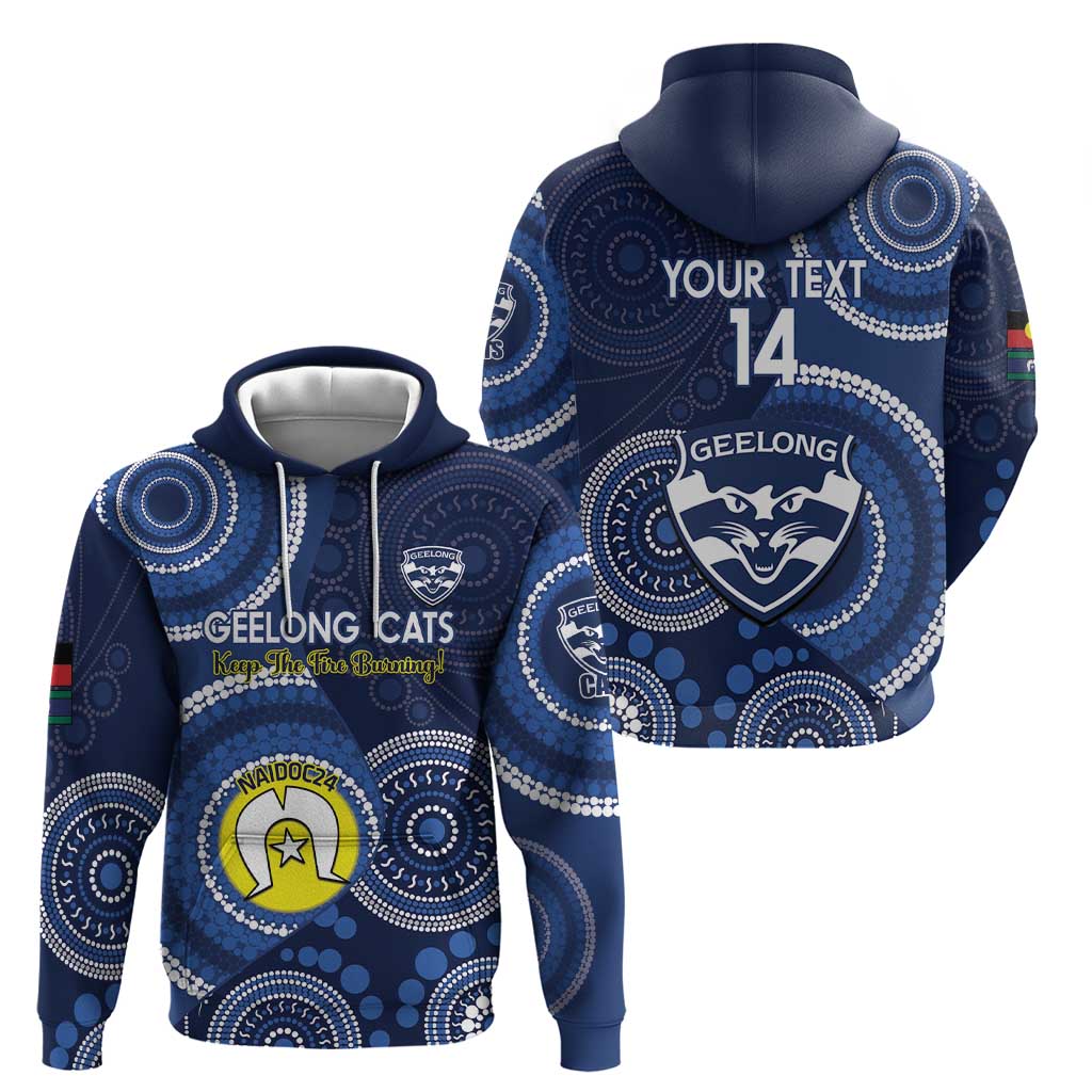 Custom AFL Geelong NAIDOC Week Hoodie Keep The Fire Burning Indigenous Art - Vibe Hoodie Shop