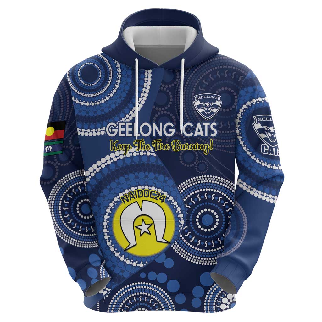 Custom AFL Geelong NAIDOC Week Hoodie Keep The Fire Burning Indigenous Art - Vibe Hoodie Shop