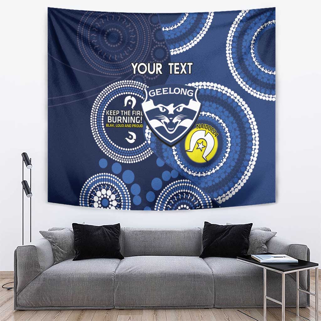 Custom AFL Geelong NAIDOC Week Tapestry Keep The Fire Burning Indigenous Art - Vibe Hoodie Shop