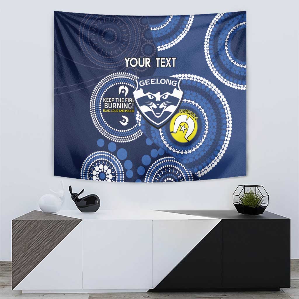 Custom AFL Geelong NAIDOC Week Tapestry Keep The Fire Burning Indigenous Art - Vibe Hoodie Shop