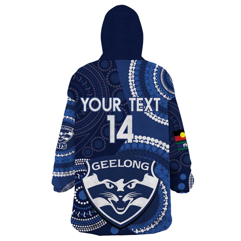 Custom AFL Geelong NAIDOC Week Wearable Blanket Hoodie Keep The Fire Burning Indigenous Art - Vibe Hoodie Shop