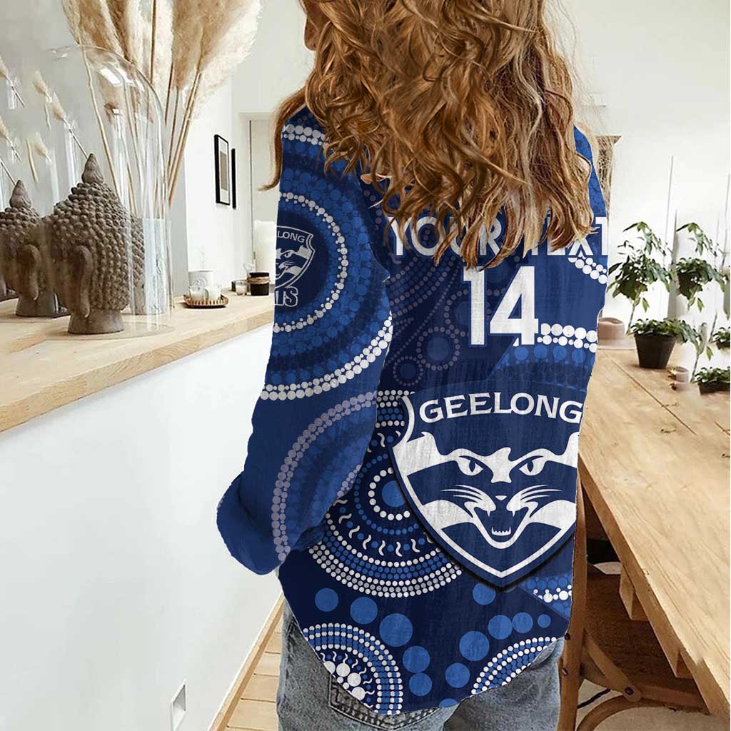 Custom AFL Geelong NAIDOC Week Women Casual Shirt Keep The Fire Burning Indigenous Art - Vibe Hoodie Shop