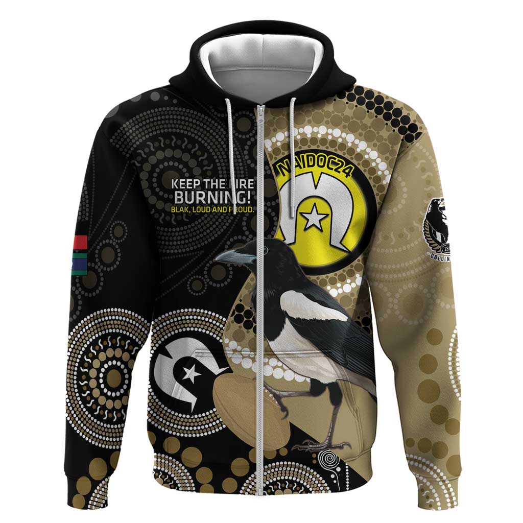 Custom AFL Collingwood NAIDOC Week Hoodie Keep The Fire Burning Indigenous Art - Vibe Hoodie Shop