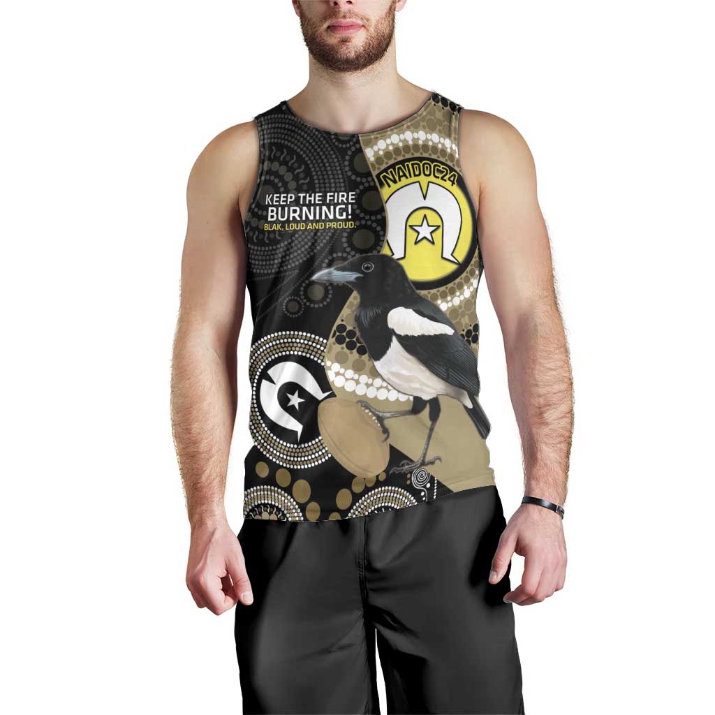 Custom AFL Collingwood NAIDOC Week Men Tank Top Keep The Fire Burning Indigenous Art - Vibe Hoodie Shop