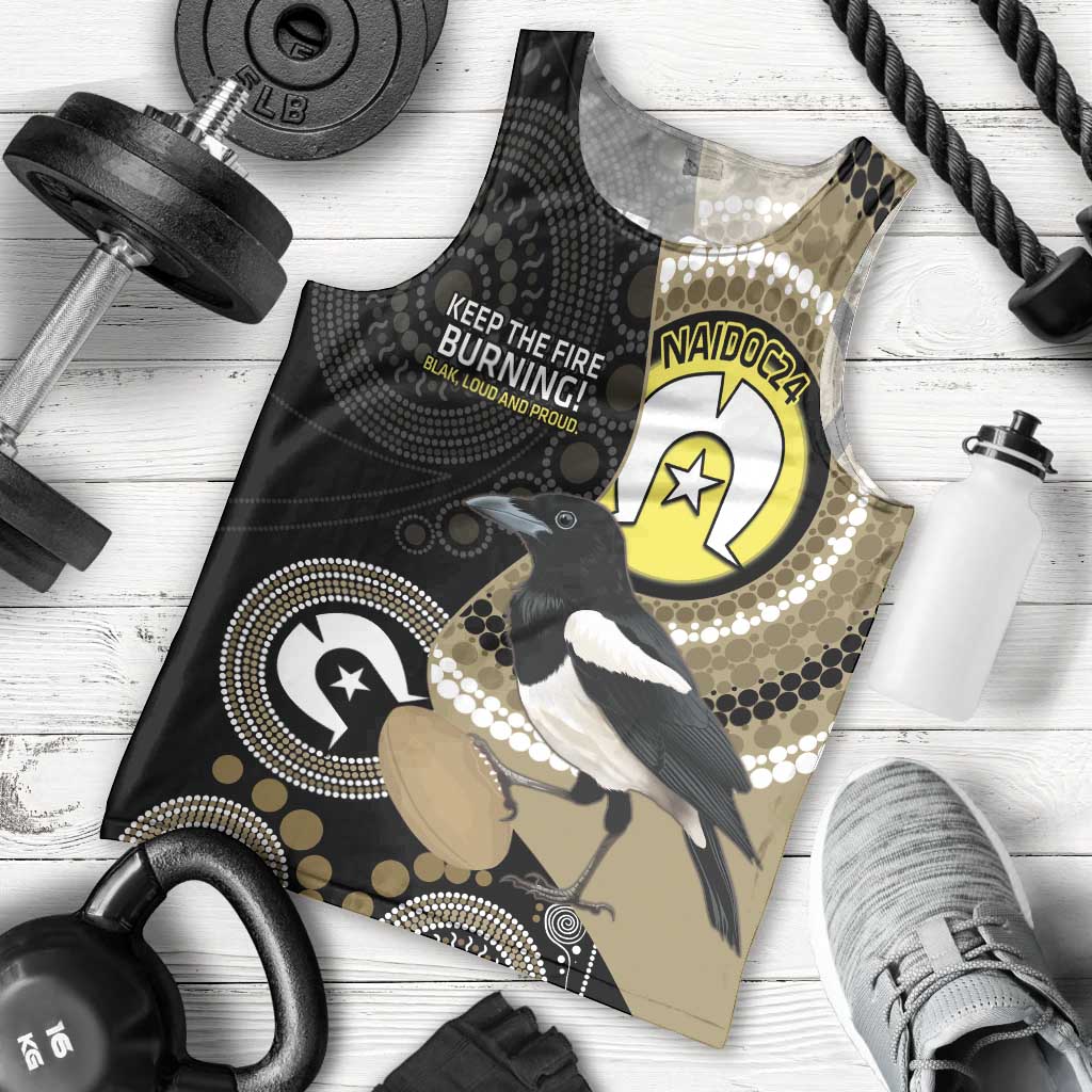 Custom AFL Collingwood NAIDOC Week Men Tank Top Keep The Fire Burning Indigenous Art - Vibe Hoodie Shop